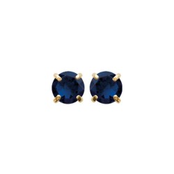 Boucles d'oreilles puces plaqué or pierre ronde cristal bleu 4 mm obrillant-bijoux