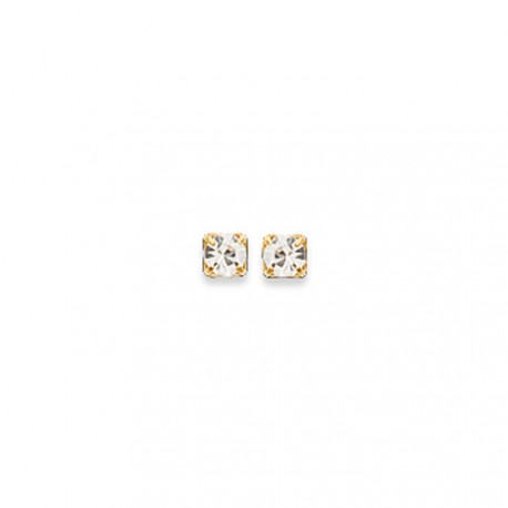 Boucles d'oreilles puces plaqué or pierre ronde cristal blanc 2 mm obrillant-bijoux
