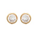 Boucles d'oreilles puces en plaqué or pierre serti clos en zirconium blanc 5 mm