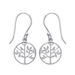 Boucles d'oreilles pendantes argent 925/000 rhodié arbre de vie fermoir crochets obrillant-bijoux