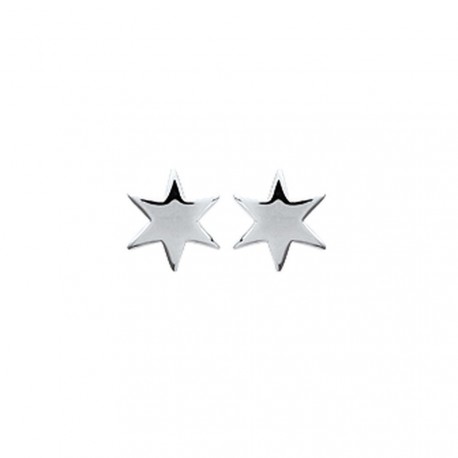 Boucles d'oreilles puces en argent 925/000 rhodié étoile ciselée obrillant-bijoux