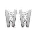 Boucles d'oreilles puces en argent 925/1000 rhodié 3 pierres zirconium blanc serties