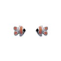 Boucles d'oreilles enfants puces en argent massif 925/000 poisson clown en émail