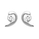 Boucles d'oreilles puces en argent 925/000 rhodié virgule pierre en zirconium blanc obrillant-bijoux