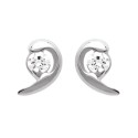 Boucles d'oreilles puces en argent 925/1000 rhodié virgule pierre en zirconium