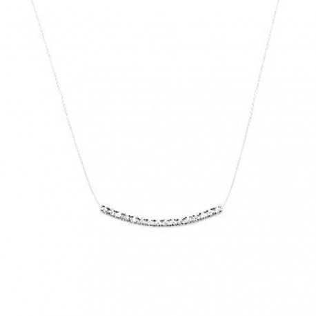 Collier en argent 925/000 rhodié câble nylon fil de pêche barrette pavé en zirconium blanc obrillant-bijoux