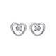 Boucles d'oreilles puces en argent 925/000 rhodié coeur pierre en zirconium blanc obrillant-bijoux