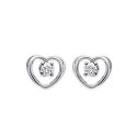 Boucles d'oreilles puces en argent 925/1000 rhodié coeur pierre en zirconium