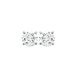 Puces d'oreilles en argent 925/000 rhodié pierre sertie griffes 5 mm en zirconium blanc obrillant-bijoux
