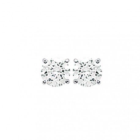 Puces d'oreilles en argent 925/000 rhodié pierre sertie griffes 5 mm en zirconium blanc obrillant-bijoux