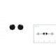 Puces d'oreilles en argent 925/000 rhodié pierre sertie griffes 6 mm en zirconium noir obrillant-bijoux