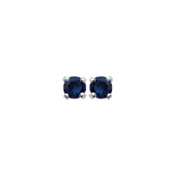 Puces d'oreilles en argent 925/000 rhodié pierre bleu sertie griffes 3 mm obrillant-bijoux
