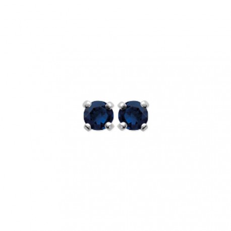 Puces d'oreilles en argent 925/000 rhodié pierre bleu sertie griffes 3 mm obrillant-bijoux