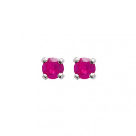 Puces d'oreilles en argent 925/000 rhodié pierre rose sertie griffes 3 mm obrillant-bijoux
