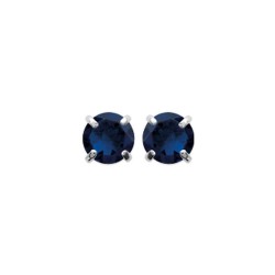 Puces d'oreilles en argent 925/000 rhodié pierre bleu sertie griffes 4 mm obrillant-bijoux