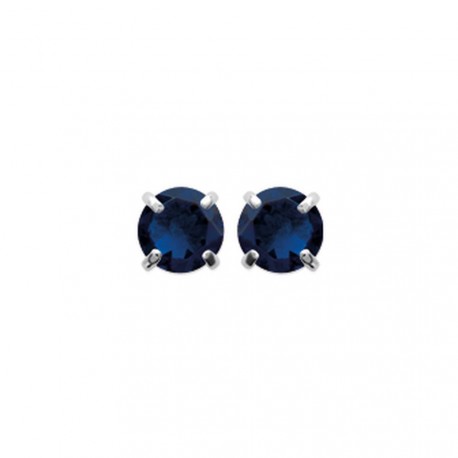 Puces d'oreilles en argent 925/000 rhodié pierre bleu sertie griffes 4 mm obrillant-bijoux