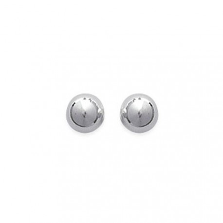 Puces d'oreilles en argent rhodié petite boule 5 mm obrillant-bijoux