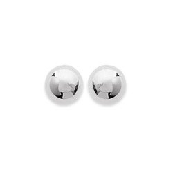 Puces d'oreilles en argent rhodié petite boule 6 mm obrillant-bijoux