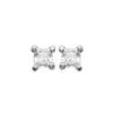 Puces d'oreilles en argent 925 rhodié pierre carré 3 mm en zirconium blanc