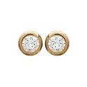 Puces d'oreilles en plaqué or pierre sertie clos en zirconium blanc 4 mm