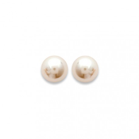 Puces d'oreilles en plaqué or perle synthèse majorque 5 mm obrillant-bijoux
