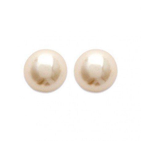 Puces d'oreilles en plaqué or perle synthèse majorque 6 mm obrillant-bijoux