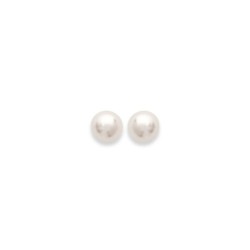 Puces d'oreilles en plaqué or perle beige de synthèse 5 mm obrillant-bijoux