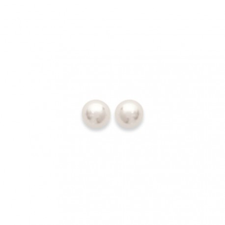 Puces d'oreilles en plaqué or perle beige de synthèse 5 mm obrillant-bijoux