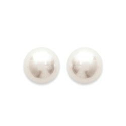 Puces d'oreilles en plaqué or perle beige de synthèse 10 mm obrillant-bijoux
