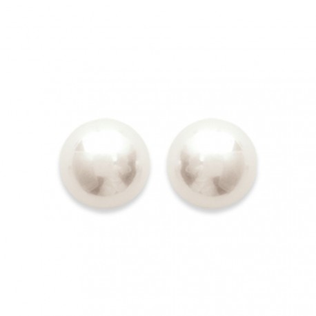 Puces d'oreilles en plaqué or perle beige de synthèse 10 mm obrillant-bijoux