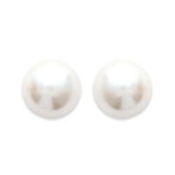 Puces d'oreilles en plaqué or perle beige de synthèse 12 mm obrillant-bijoux