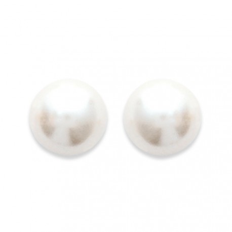 Puces d'oreilles en plaqué or perle beige de synthèse 12 mm obrillant-bijoux