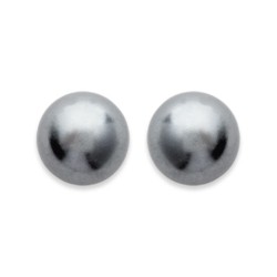 Puces d'oreilles en plaqué or perle grise de synthèse 10 mm obrillant-bijoux