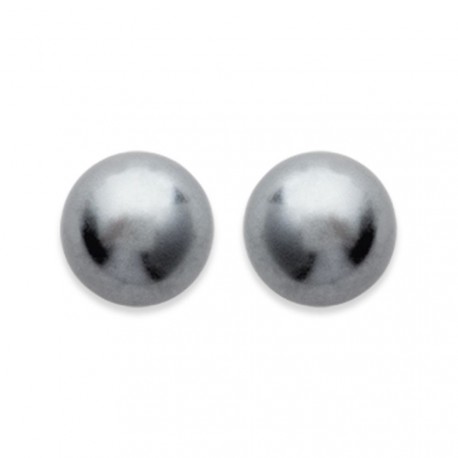 Puces d'oreilles en plaqué or perle grise de synthèse 10 mm obrillant-bijoux