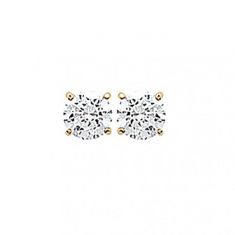 Boucles d'oreilles puces plaqué or pierre ronde zirconium blanc 5 mm obrillant-bijoux