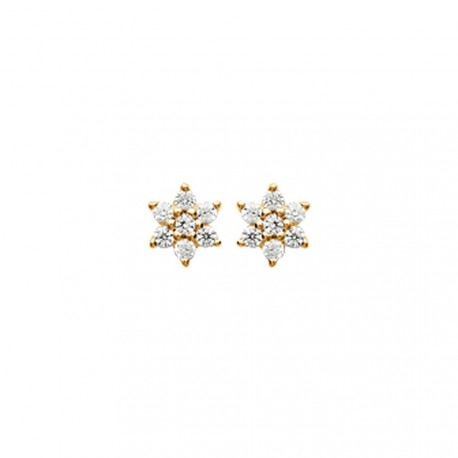 Boucles d'oreilles puces plaqué or étoile pavé zirconium blanc pierre noire obrillant-bijoux