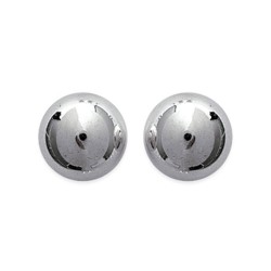 Puces d'oreilles en argent rhodié petite boule 12 mm obrillant-bijoux