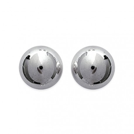 Puces d'oreilles en argent rhodié petite boule 12 mm obrillant-bijoux