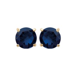 Boucles d'oreilles puces plaqué or pierre ronde cristal bleu 5 mm obrillant-bijoux