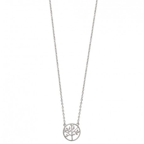 Collier en argent 925/000 rhodié cercle arbre de vie ciselé obrillant-bijoux