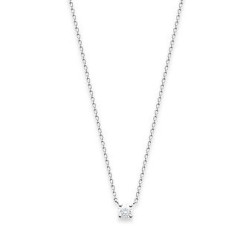 Collier en argent 925/000 rhodié pierre sertie 5 mm en zirconium blanc obrillant-bijoux