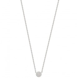 Collier en argent 925/000 rhodié pastille cercle pavé en pierres zirconium blanc obrillant-bijoux