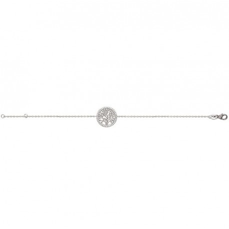 Bracelet en argent 925/000 rhodié anneau arbre de vie pavé en zirconium blanc obrillant-bijoux