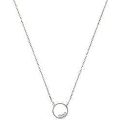 Collier en argent 925/000 rhodié anneau cercle pierres serties en zirconium blanc obrillant-bijoux