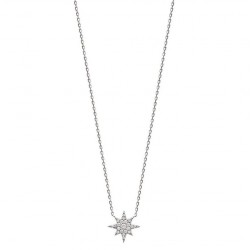 Collier en argent 925/000 rhodié étoile pavé en pierres zirconium blanc obrillant-bijoux