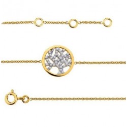 Bracelet en plaqué or médaillon arbre de vie pavé en zirconium blanc en promotion obrillant-bijoux