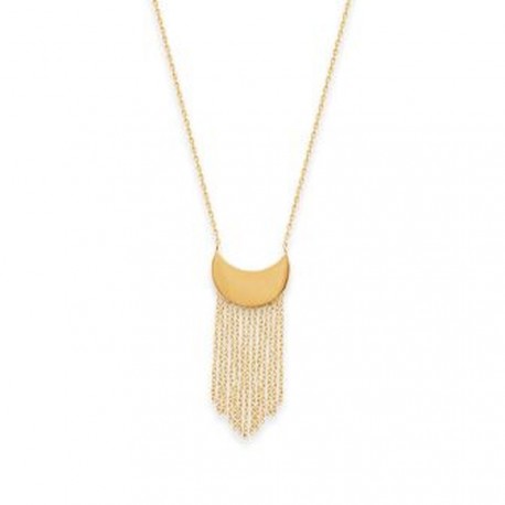 Collier en plaqué or lune avec petites chaines pendantes obrillant-bijoux