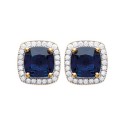 Boucles d'oreilles puces en plaqué or style royal cristal bleu pavé en zirconium promotion