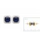 Boucles d'oreilles puces plaqué or style royal cristal bleu pavé zirconium obrillant-bijoux