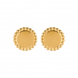 Puces d'oreilles en plaqué or rond pastille perlée obrillant-bijoux
